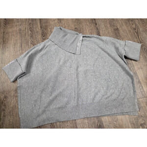 Chico's Solid Gray Rhinestone Sweater Poncho Drape Sweater Small Medium